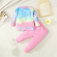 thumbnail image 4 of Zwiiyzr 3M-2T Toddler Girl Clothes Baby Outfits Little Girls Fall Winter Tie-Dye Printed Long Sleeve with Pants 2Pcs Clothing Set Blue, 4 of 9