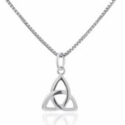 SILVERCLOSEOUT Sterling Silver Womens Irish Celtic Triquetra Charm Necklace Gifts For Women Teens Mom