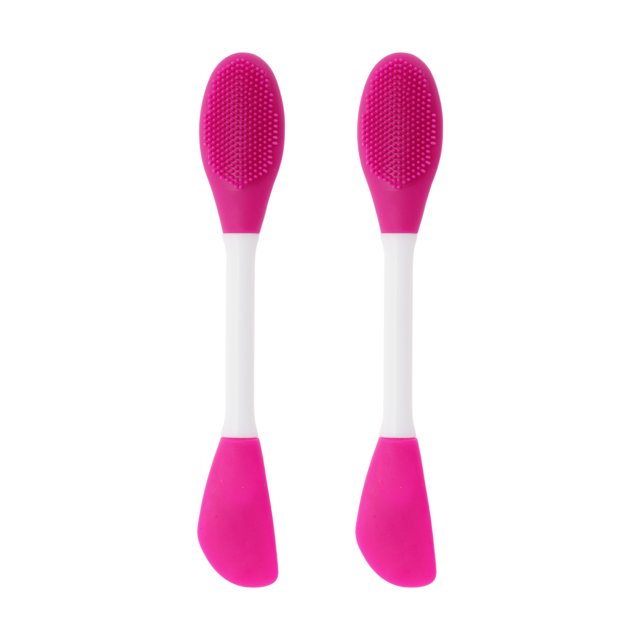 Unique Bargains 2 Pcs Soft Facial Mask Brush Knife-shaped Rose Red