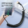 thumbnail image 6 of Heavy Duty Spring Coiled Charging Cable 240W Fast Charging Double USB C Connector Compact Head Design For Tight Space, 6 of 8