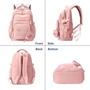 DAKIMOE Large School Backpack for Girls Boys Lightweight Spacious Kids Bookbag with Multiple Pockets for Middle School College, Pink