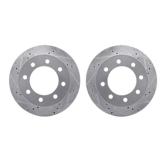 Dynamic Friction Company Front Brake Rotors-Drilled and Slotted-Silver 7002-40065