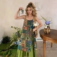 thumbnail image 3 of Floral Spaghetti Strap Dress, Flowy Western Style Long Dress for Travel, Party & Daily Wear, 3 of 4