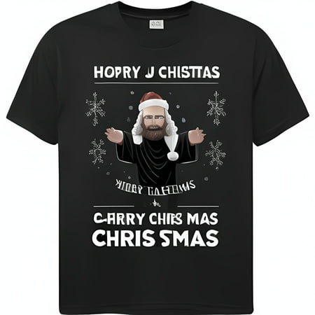 

Christmas Black T-Shirt Festive Santa Hat Design Vector Graphics Holiday Artwork T-Shirt Mockup
