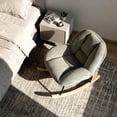 thumbnail image 2 of Silla Mecedora Tapizada de Pana Gris con Base de Madera y Metal, Sillón Cómodo y Acolchado para Sala, Recámara o Lactancia, Diseño Moderno y Ergonómico,, 2 of 2