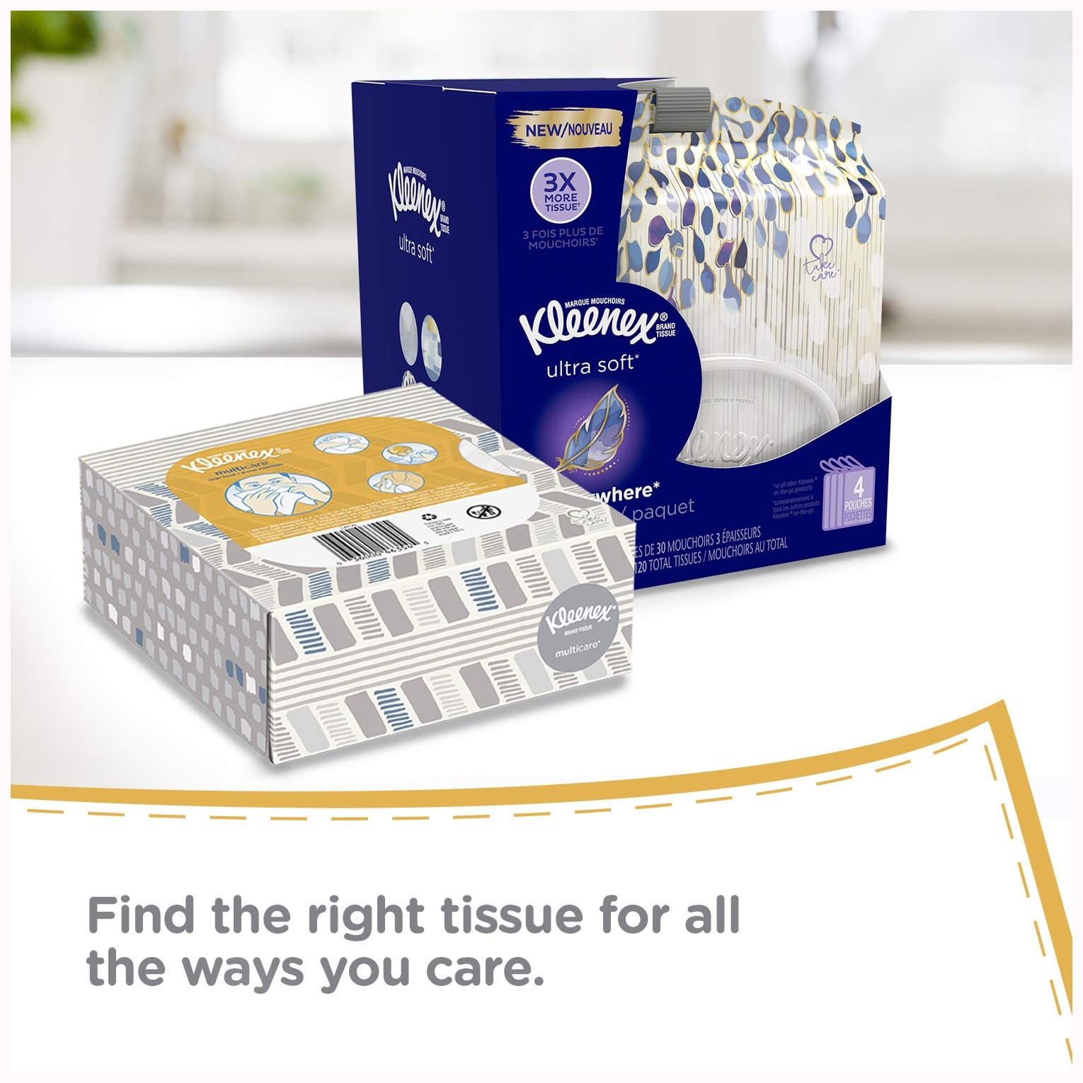 Kleenex Multicare Facial Tissues 80 Tissues per Box 6 Packs Large Tissues Home Household