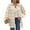 Beige, variant on UVN Flannel Plaid Shirts for Women Shacket Jacket Long Sleeve Button Down Shirt Coats Top