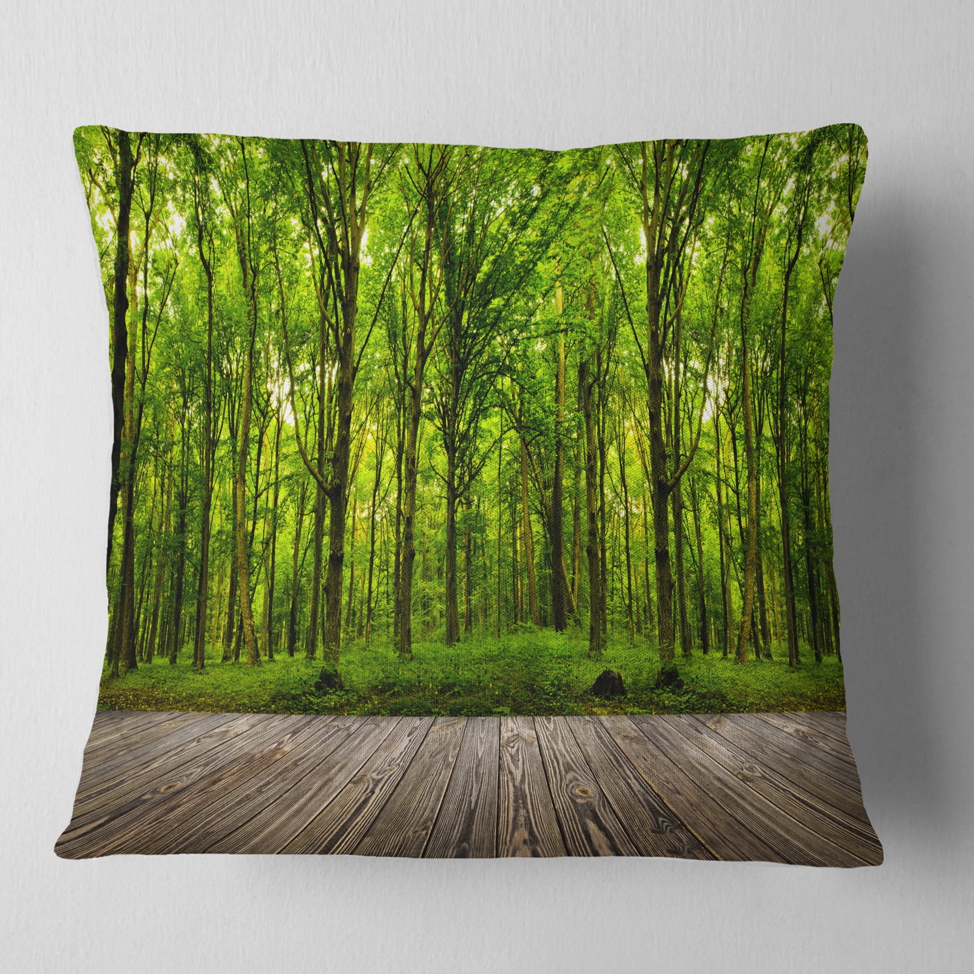 Designart Room Interior in Forest - Landscape Printed Throw Pillow - 16x16