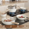 thumbnail image 2 of Juego de 22 Sartenes y Ollas Antiadherentes, Batería de Cocina: Sartenes, Wok, Ollas, Vaporera con Tapas de Vidrio. Espátulas de Silicona y Cubiertos, Blanco, 2 of 4