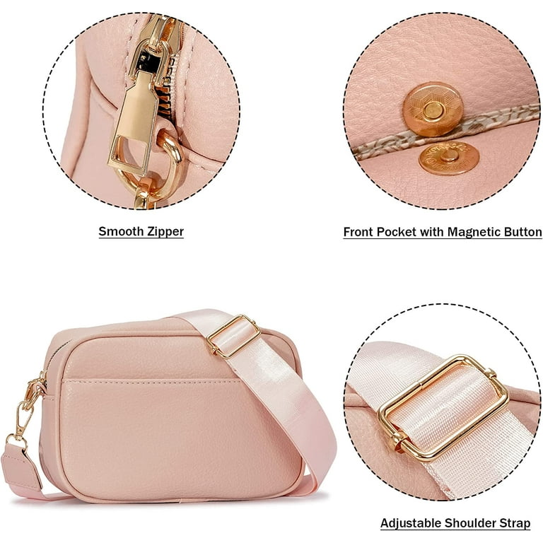 Triple Zip Small Crossbody Bag for Women, Square Snapshot Camera