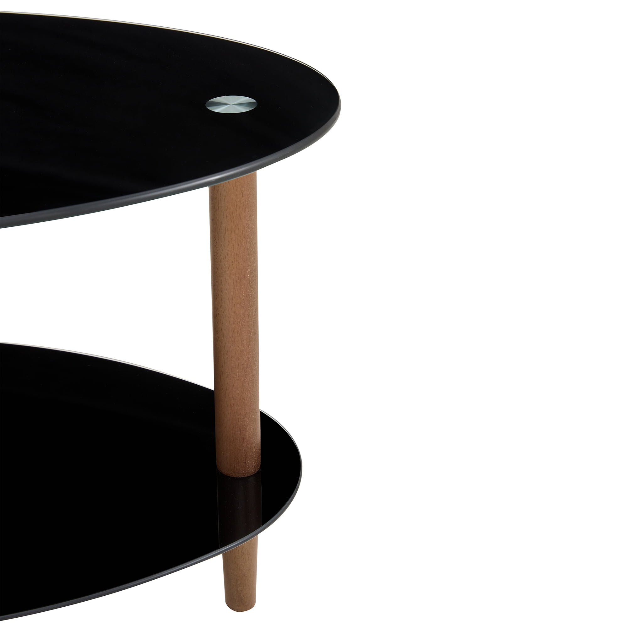 MAYEERTY Transparent Oval Glass Coffee Table – 3-Layer Modern Tea Table with Stainless Steel Legs