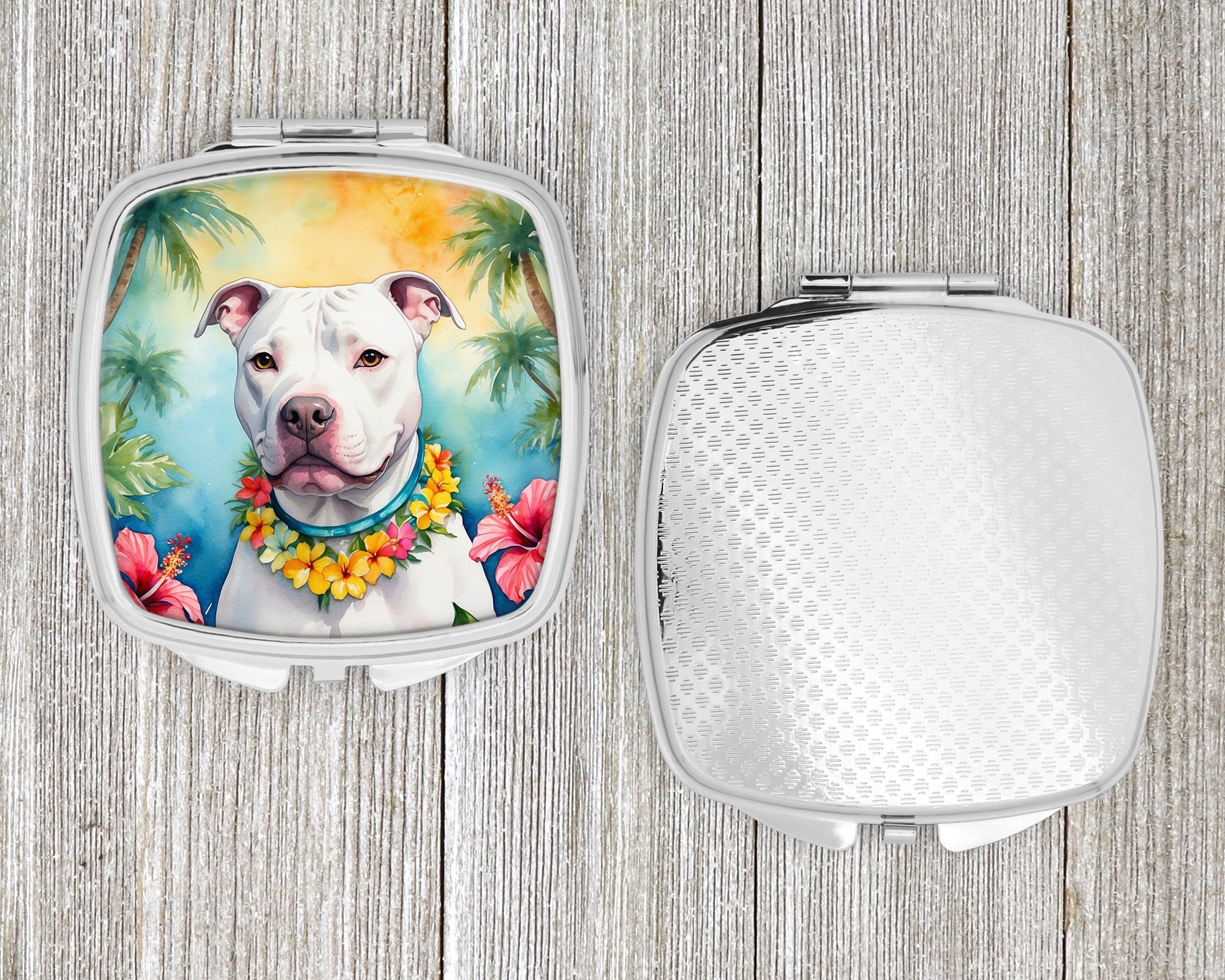 Pit Bull Terrier Luau Compact Mirror 2.75 in x 3 in