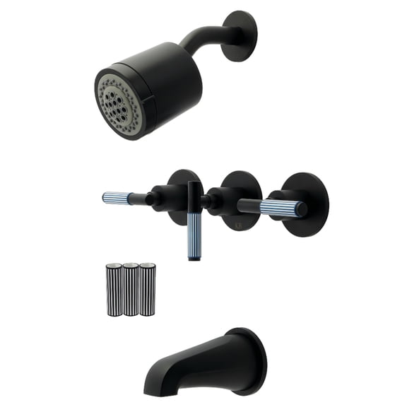 Kingston Brass KBX8130KPS Verona Triple-Handle Tub and Shower Faucet, Matte Black