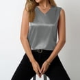 thumbnail image 6 of Women's Satin Tank Top, V Neck Casual Camisole Sleeveless Blouse for Summer Basic Wear and Layering,Gray,XL, 6 of 6