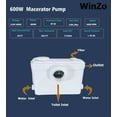 thumbnail image 7 of WinZo 600W Macerating Toilet with Upflush System for Basement Comfort 17" With Dual Flush Toilet Tank & Pump Three Connections For Sink,Bathtub,White (WZ5813-600), 7 of 7