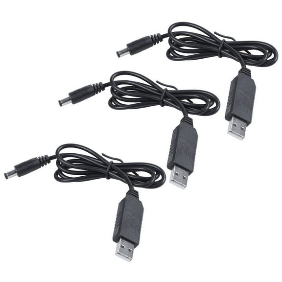 3X USB DC 5V to DC 12V 2.1mm x 5.5mm Module Converter DC Male Connector Power Cable Plug,USB to DC Cable -1M