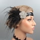 thumbnail image 3 of Diadema de plumas de avestruz, tocado para mascarada, banda para el cabello estilo Gatsby, 3 of 5