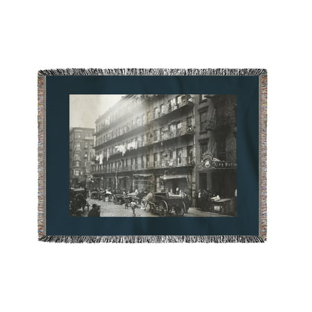 Apartment Building with Clothes Drying Outside NYC Photo (60x80 Woven Chenille Yarn