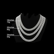 Cuban Link Chain for Mens, Iced Out Miami Cuban Necklace Bling Diamond Hip Hop Jewelry for Women,Silver, 24in