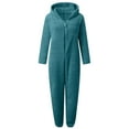 thumbnail image 3 of OYXSER Girls Fuzzy Sleep Jumpsuit Hooded Footed Pajama Cold Weather Bedtime Lounge Outfit, Dark Green 6-7 Years, 3 of 3