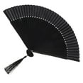 thumbnail image 4 of MIPCASE 1Pc Men Hand Folding Fan Black Bamboo and Silk Large Air Supply Durable Design, 4 of 8