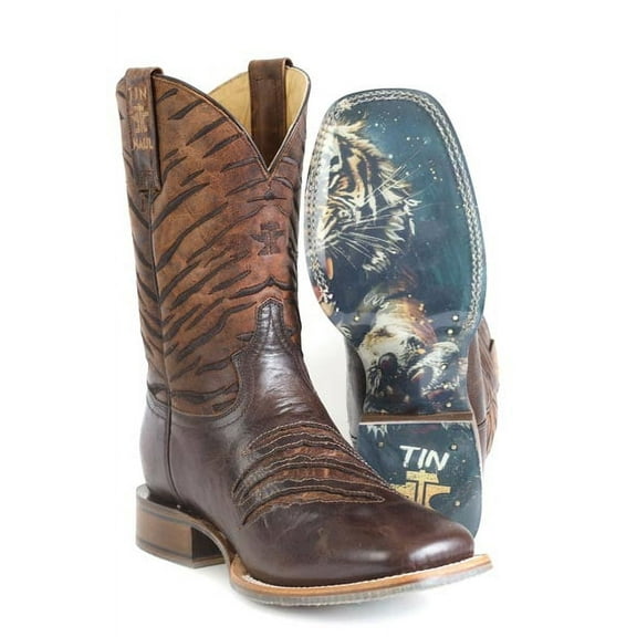 Men's Tin Haul Slash Boots with Eye Of The Tiger Sole Handcrafted Brown