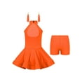 thumbnail image 2 of Haitryli Kids Girls Latin Dance Dress Ballet Samba Rumba Tango Dance Stage Performance Costume Orange 5-6, 2 of 5