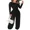 Black, variant on CHICME Jumpsuits for Women Dressy Pearls Decor Long Sleeve Casual Ruched Wide Leg Rompers Black-S
