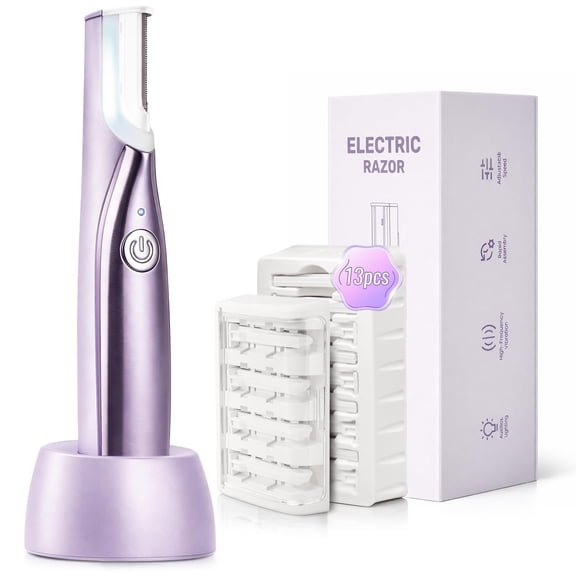 Sonic Dermaplaning Tool for Women, Rechargeable Face Dermaplane Razor with Sonic Edge Technology for FacialHair, Peach Fuzz & Exfoliation Removal, LED Light, 3 Speeds, 13 Refill Blades