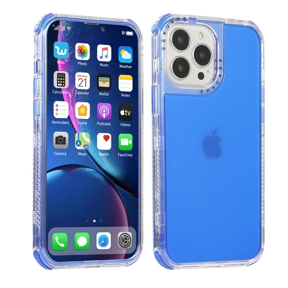 SaniMore for iPhone 13 Pro Max 6.7" 2021 Csae, Crystal Solid Color Rugged Backplane for Women Girls Shockproof TPU Bumper Drop-proof Slim Lightweight for iPhone 13 Pro Max 6.7 inch, Blue