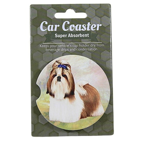 E & S Imports Shih Tzu (Tan) Car Coaster - 1 Car Coaster Inch, Sandstone - Super Absorbent 23387