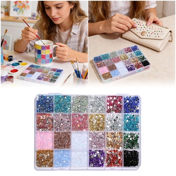 24-Grid AB Resin Diamond Art Kit - Sparkling DIY Gemstone Craft Set for Kids & Adults, No Tools Required