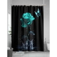 thumbnail image 5 of Shower Curtain Turquoise Rose Bathroom Curtains with Hooks, Waterproof Fabric Butterfly Splash Black Bath Shower Curtains Set for Bathroom Bathtubs Decor 36x72 Inch, 5 of 8