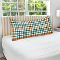 thumbnail image 4 of Modern Minimalist White Green Orange Square Grid Plush Pillowcase, Luxury Soft King Pillow Case for Hair and Skin, Standard Size Pillow Covers with Zipper Closure, 20x26in Home Decor Gifts, 4 of 7