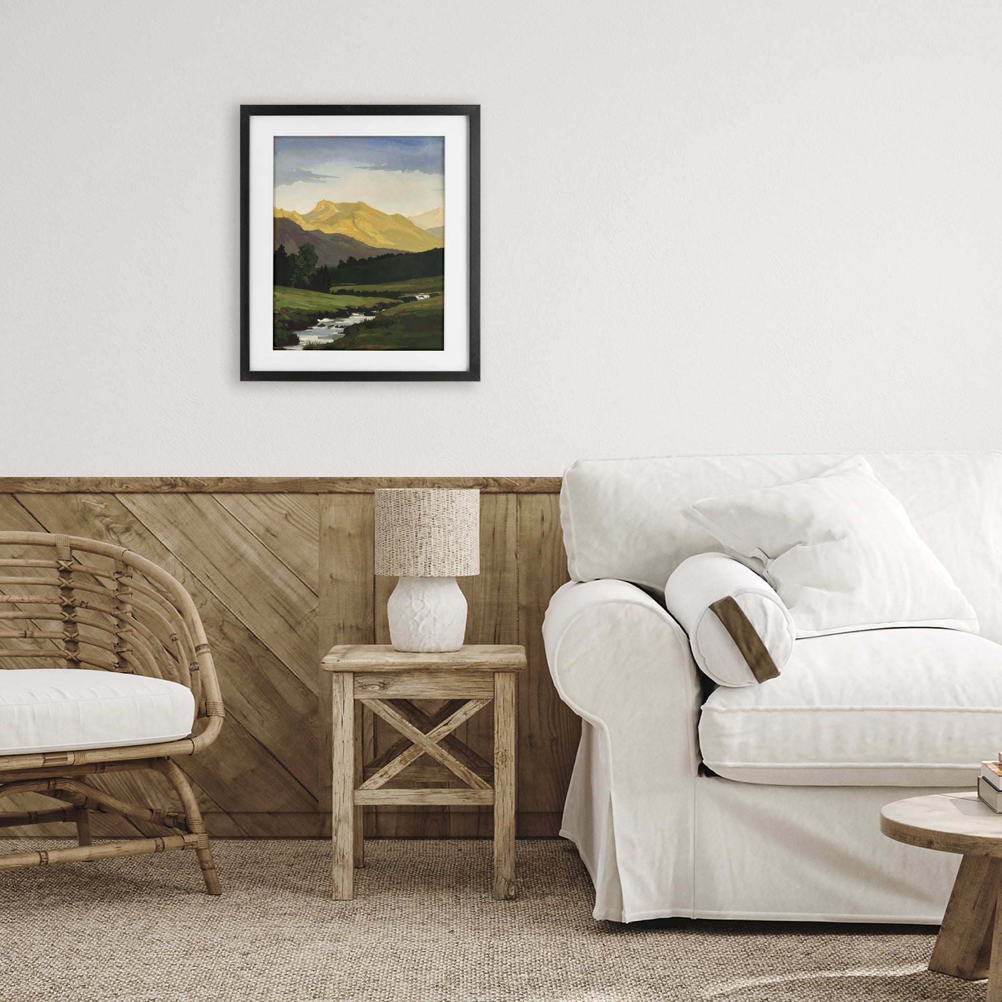 Stupell Industries Mountain Across The Valley Black Framed Print Under Glass, design by Alonza Saunders