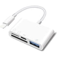 thumbnail image 1 of SD Card Reader for iPhone Lightning to 4 in 1 USB Camera Adapter Compatible Female OTG Micro SD TF Memory Card Reader for iPad with Charging Port, 1 of 7