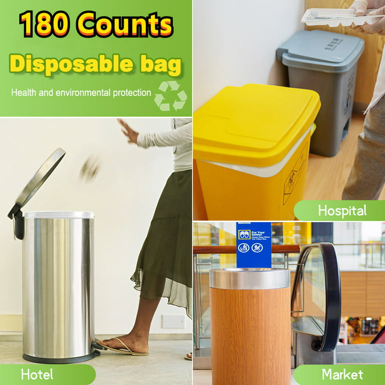 180 Count 6 Gallon Clear Trash Bags - Strong and Unscented Liners for Home,  Kitchen, Bathroom, Office and Bedroom Garbage Can