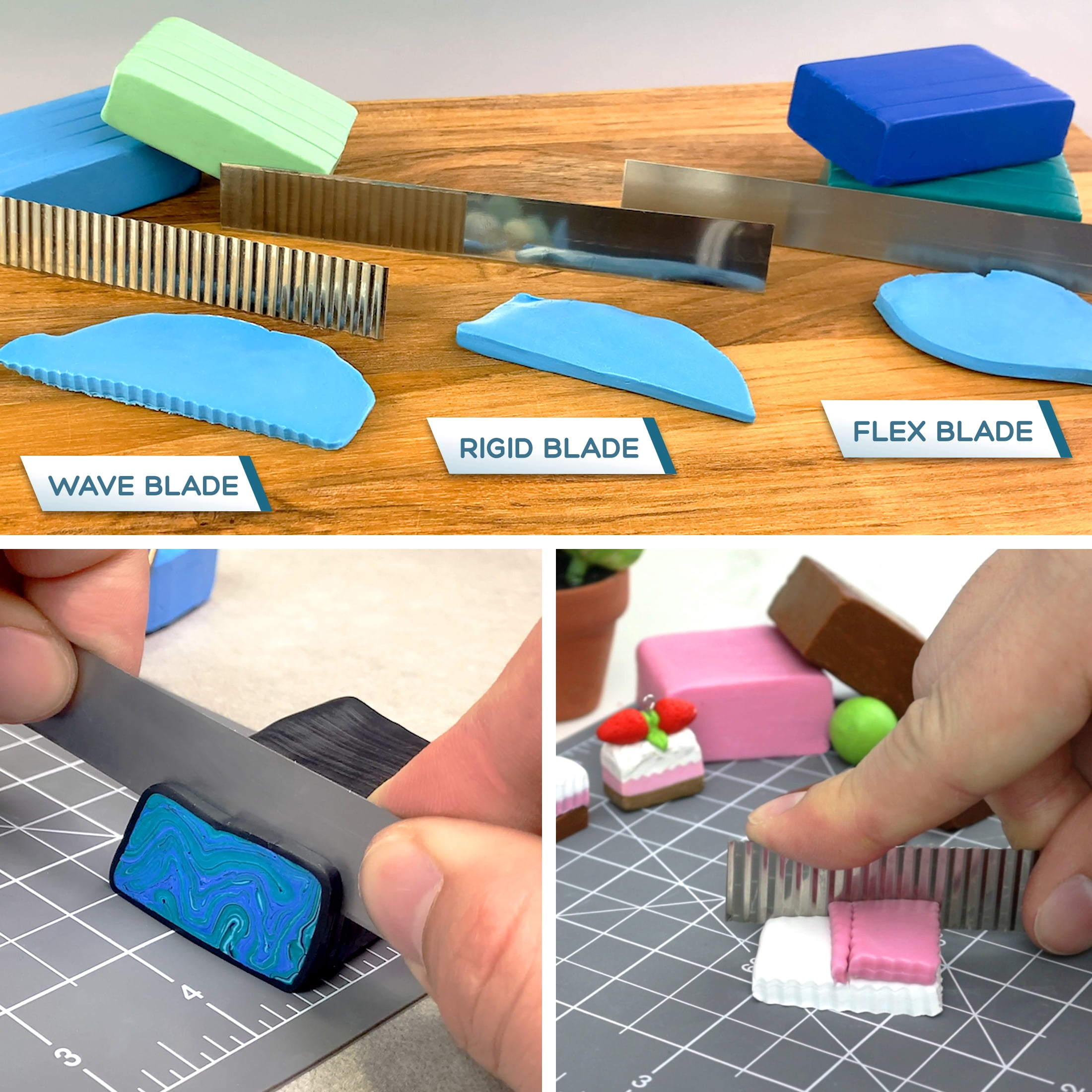 ArtSkills - Art Elements Clay Cutting Blades - 3 Stainless Steel Craft Cutters with Rubber Handle