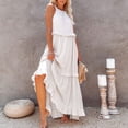 thumbnail image 4 of Summer Work Dresses Travel Dress V Neck Dresses for Women Casual Summer Womens Summer Maxi Dress Halter Sleeveless Tiered Beach Dresses Women Cotton Womens Casual Winter Dresses Star Flower Prom Dress, 4 of 8