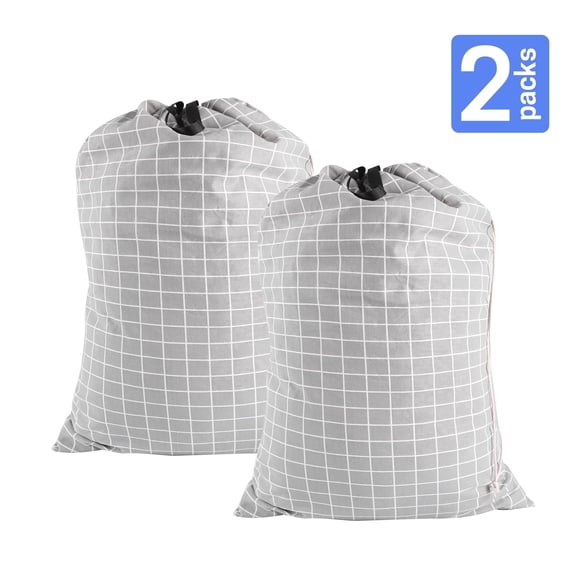 2pack Extra Large 28 x 40" Poly-Cotton Laundry Bag with Reinforced Handles – Heavy Duty Machine Washable Dirty Clothes Bag with Locking Drawstring for Travel & Dorm Grey