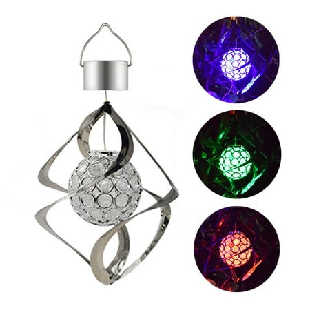 

Solar Wind Chime LED Color Changing Hanging Light Waterproof Spiral Spinner Lamp for Garden Yard