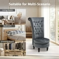 thumbnail image 4 of AVAWING High Back Retro Throne Chair, Velvet Armless Royal Chair w/ Storage, Indoor, Gray, 4 of 8