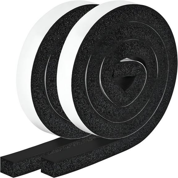 ICERUN Foam Strips with Adhesive,1 Inch Wide X 1 Inch Thick,Neoprene Weather Stripping High Density Closed Cell Foam Tape Seal for Doors and Windows Insulation,Total 13 Feet Long (6.5ft)