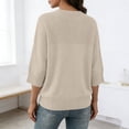 thumbnail image 5 of Stamzod 3/4 Length Sleeve Womens Tunic Tops Dressy Casual Work Shirts Loose Fit Trendy 2026 Knitted Tunic Blouses Khaki F XL, 5 of 8