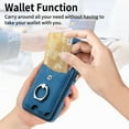 thumbnail image 6 of Compatible with iPhone 16 Wallet Case with Credit Card Holder, 360° Rotation Ring Holder Stand, Back Flip Premium Leather Shockproof Cover for iPhone 16,Blue, 6 of 14