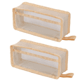 thumbnail image 1 of Paquete de 2 estuches para rotuladores, lápices, bolsa estacionaria, bolsa transparente con cremallera, bolsa transparente para bolígrafos, bolsa de aseo de viaje, color amarillo, 1 of 5
