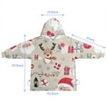 thumbnail image 7 of Beige Christmas Santa and Reindeer Pattern Blanket Hoodies for Kids 6-13YR Oversize Wearable Blanket Hoodies for Boys Girls Teens, 7 of 7