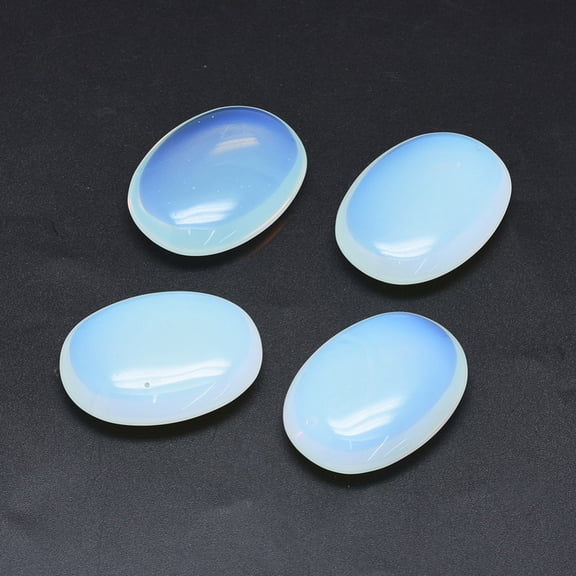Opalite Oval Palm Stone Reiki Healing Pocket Stone for Anxiety Stress Relief Therapy 44~45x33~34x9~12mm 5pc
