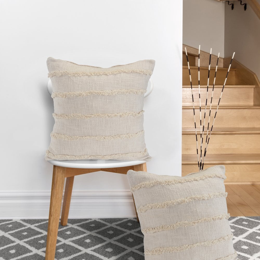 LR Home Ox Bay Birch Solid All-Natural Cotton Square 2 Piece Pillow Cover Set