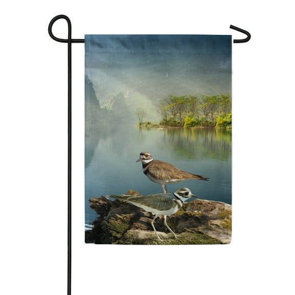America Forever Killdeer Bird Summer Garden Flag 12.5 x 18 inches Lake Bird Duo Feathered Friends Double Sided Seasonal Yard Outdoor Decorative Life is Better at the Lake Garden Flag